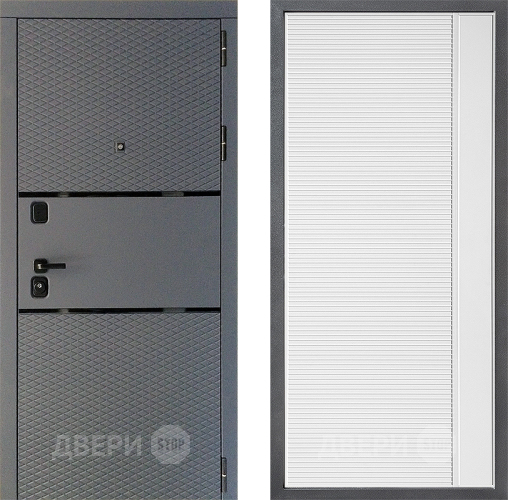 Входная металлическая Дверь Дверной континент Диамант Дизайн ФЛ-757 Белое Стекло Софт милк