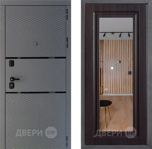 Входная металлическая Дверь Дверной континент Диамант Дизайн ФЛЗ Зеркало Венге