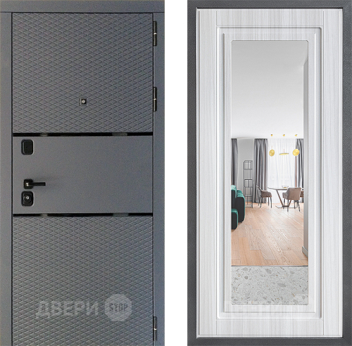 Входная металлическая Дверь Дверной континент Диамант Дизайн ФЛЗ Зеркало Сандал белый