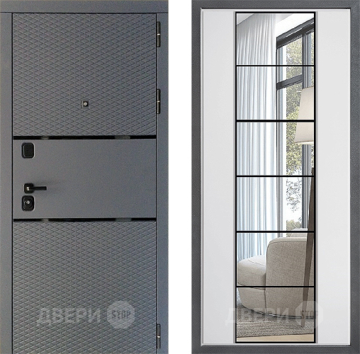 Входная металлическая Дверь Дверной континент Диамант Дизайн ФЛЗ-2 Зеркало Белый софт
