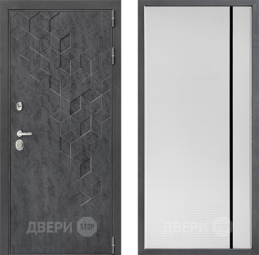 Входная металлическая Дверь Дверной континент ДК-3/713 ФЛ-757 Черное Стекло Софт милк