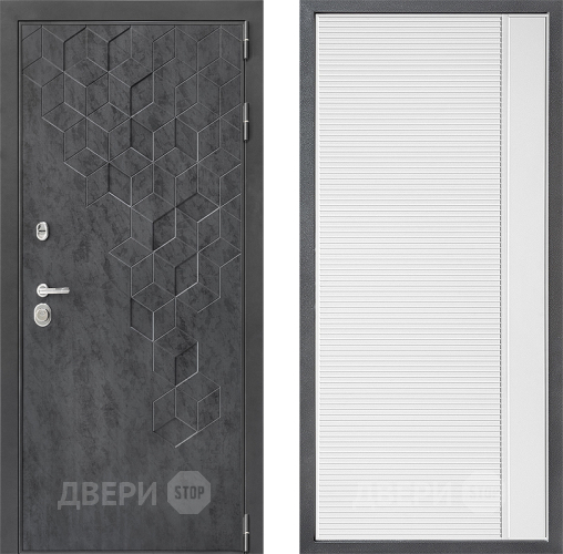 Входная металлическая Дверь Дверной континент ДК-3/713 ФЛ-757 Белое Стекло Софт милк