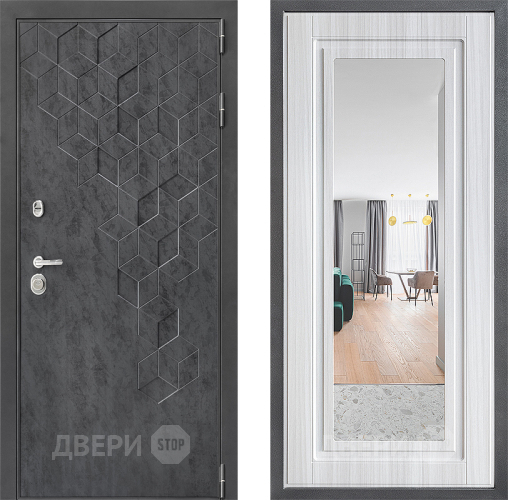 Входная металлическая Дверь Дверной континент ДК-3/713 ФЛЗ Зеркало Сандал белый