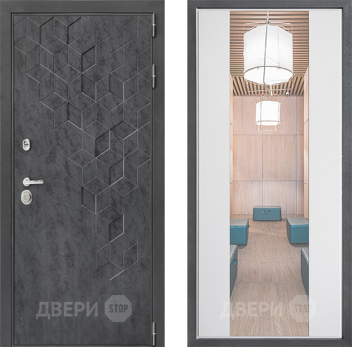Входная металлическая Дверь Дверной континент ДК-3/713 ФЛЗ-1 Зеркало Белый софт