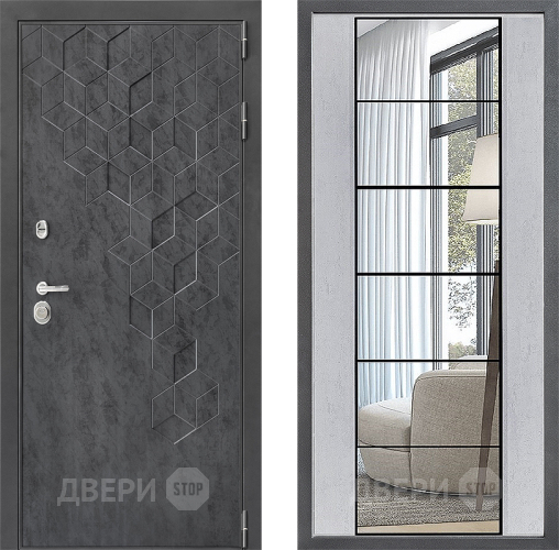 Входная металлическая Дверь Дверной континент ДК-3/713 ФЛЗ-2 Зеркало Бетон светлый