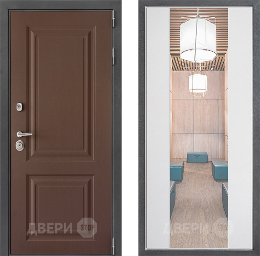 Входная металлическая Дверь Дверной континент ДК-3/729 ФЛЗ-1 Зеркало Белый софт