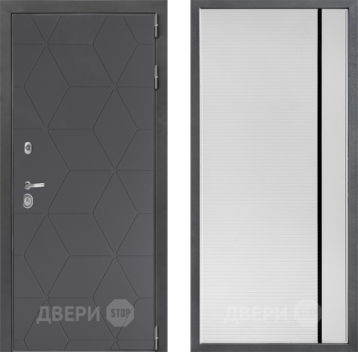 Входная металлическая Дверь Дверной континент ДК-3/744 ФЛ-757 Черное Стекло Софт милк