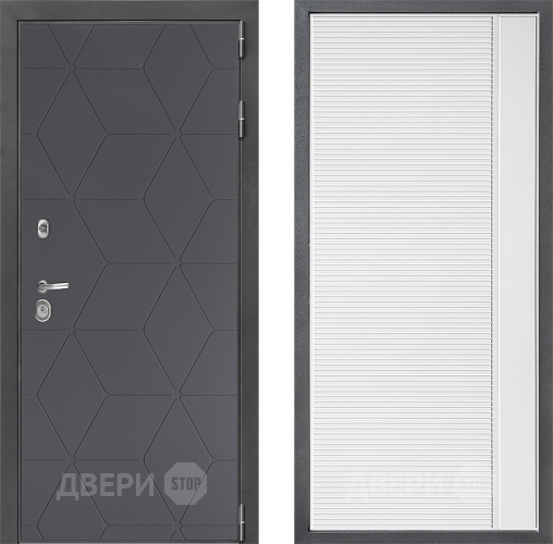 Входная металлическая Дверь Дверной континент ДК-3/744 ФЛ-757 Белое Стекло Софт милк