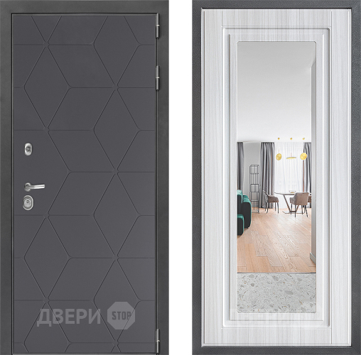 Входная металлическая Дверь Дверной континент ДК-3/744 ФЛЗ Зеркало Сандал белый