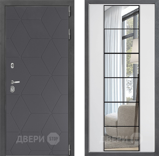 Входная металлическая Дверь Дверной континент ДК-3/744 ФЛЗ-2 Зеркало Белый софт