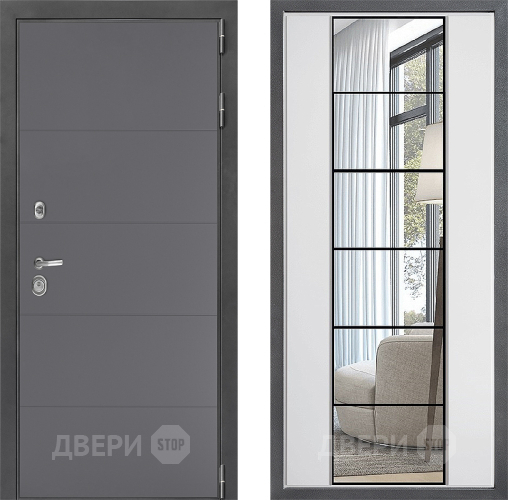 Входная металлическая Дверь Дверной континент ДК-3/649 ФЛЗ-2 Зеркало Белый софт