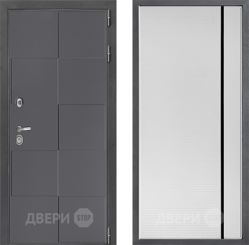 Входная металлическая Дверь Дверной континент ДК-3/606 ФЛ-757 Черное Стекло Софт милк