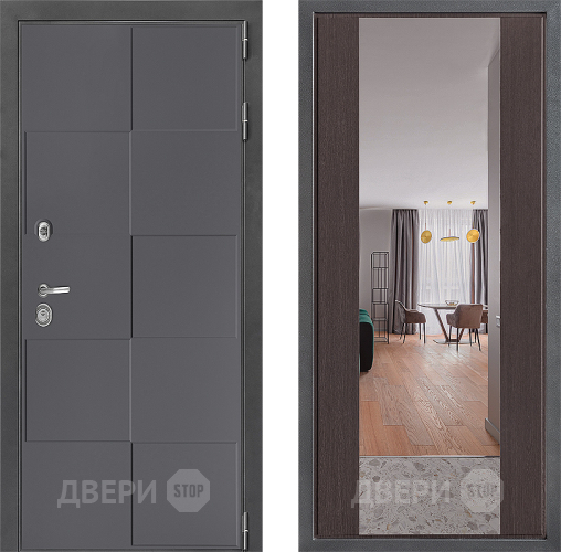 Входная металлическая Дверь Дверной континент ДК-3/606 ФЛЗ-1 Зеркало Венге