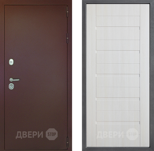 Входная металлическая Дверь Дверной континент Рубикон Медь Дизайн ФЛ-70 Лиственница белая