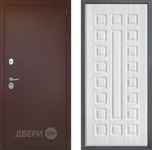 Входная металлическая Дверь Дверной континент Рубикон Медь Дизайн ФЛ-183 Сандал белый