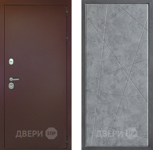 Входная металлическая Дверь Дверной континент Рубикон Медь Дизайн ФЛ-655 Бетон серый