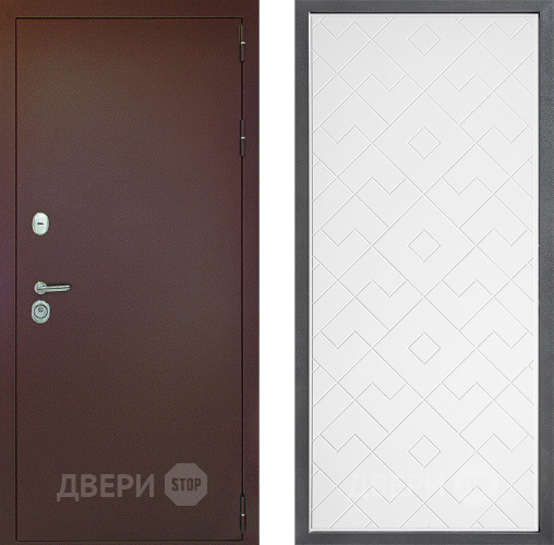 Входная металлическая Дверь Дверной континент Рубикон Медь Дизайн ФЛ-Тиффани Белый софт