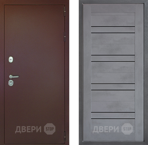 Входная металлическая Дверь Дверной континент Рубикон Медь Дизайн ФЛ-49 Бетон серый