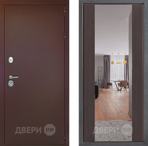 Дверь Дверной континент Рубикон Медь Дизайн ФЛЗ-1 Зеркало Венге