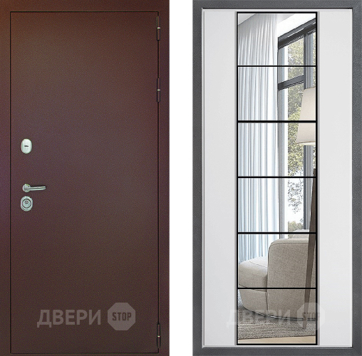 Дверь Дверной континент Рубикон Медь Дизайн ФЛЗ-2 Зеркало Белый софт