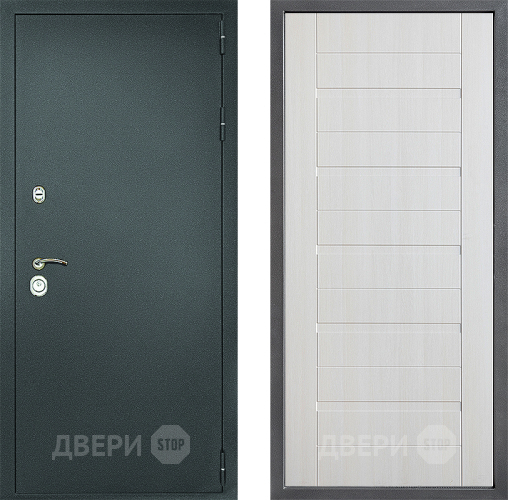 Входная металлическая Дверь Дверной континент Рубикон Серебро Дизайн ФЛ-70 Лиственница белая