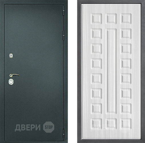 Входная металлическая Дверь Дверной континент Рубикон Серебро Дизайн ФЛ-183 Сандал белый