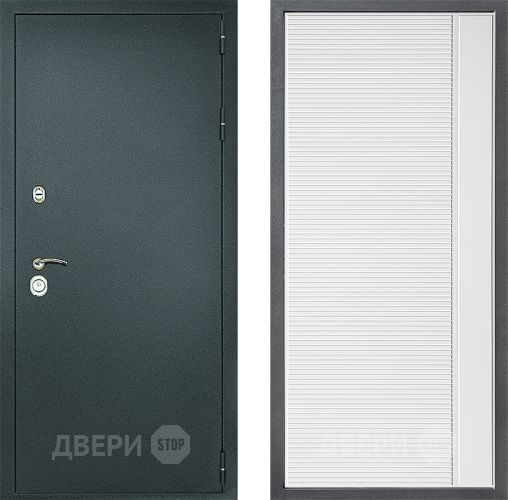 Входная металлическая Дверь Дверной континент Рубикон Серебро Дизайн ФЛ-757 Белое Стекло Софт милк