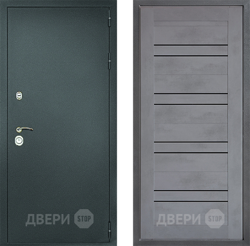 Входная металлическая Дверь Дверной континент Рубикон Серебро Дизайн ФЛ-49 Бетон серый