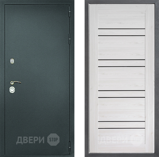 Входная металлическая Дверь Дверной континент Рубикон Серебро Дизайн ФЛ-49 Сосна белая