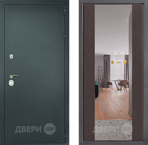 Входная металлическая Дверь Дверной континент Рубикон Серебро Дизайн ФЛЗ-1 Зеркало Венге