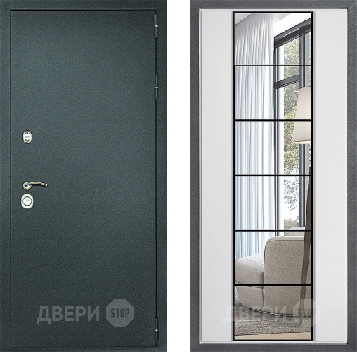 Дверь Дверной континент Рубикон Серебро Дизайн ФЛЗ-2 Зеркало Белый софт
