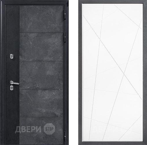 Входная металлическая Дверь Дверной континент ДК-15 Бетон ТЕРМО ФЛ-655 Белый софт