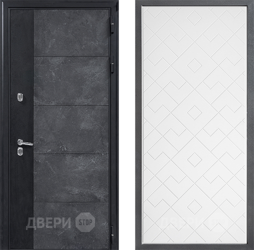 Входная металлическая Дверь Дверной континент ДК-15 Бетон ТЕРМО ФЛ-Тиффани Белый софт