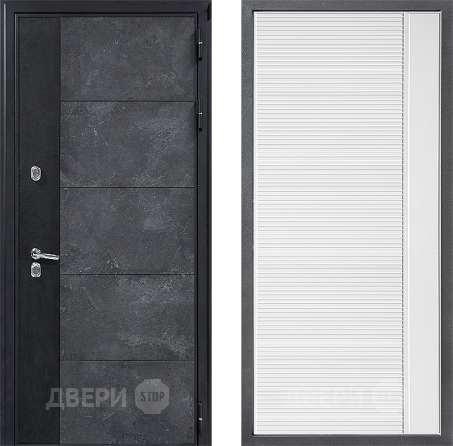 Входная металлическая Дверь Дверной континент ДК-15 Бетон ТЕРМО ФЛ-757 Белое Стекло Софт милк