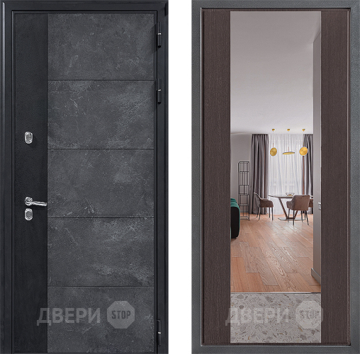 Входная металлическая Дверь Дверной континент ДК-15 Бетон ТЕРМО ФЛЗ-1 Зеркало Венге