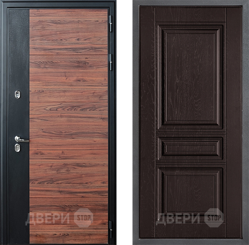 Входная металлическая Дверь Дверной континент ДК-15 Красное Дерево ТЕРМО ФЛ-243 Дуб шоколадный