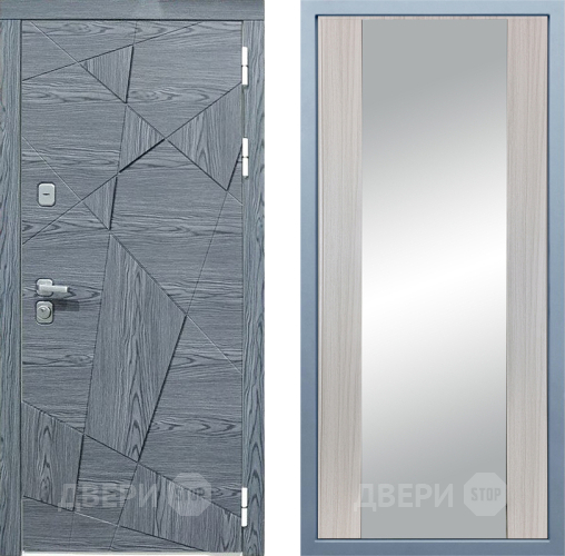 Входная металлическая Дверь Дива МД-97/3 Д-15 Зеркало Сандал белый