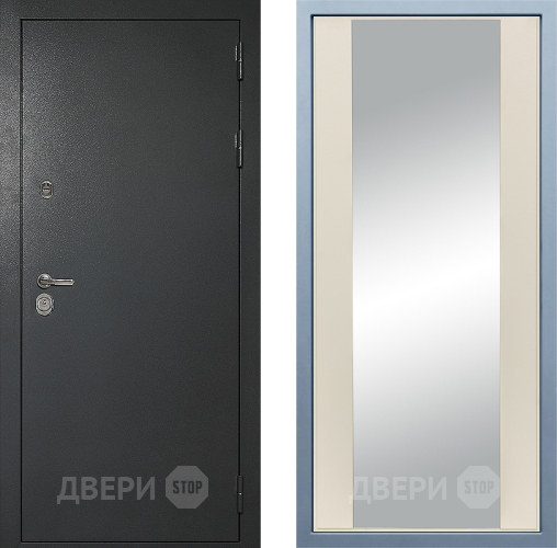 Входная металлическая Дверь Дива МД-40 Титан Д-15 Зеркало Шампань