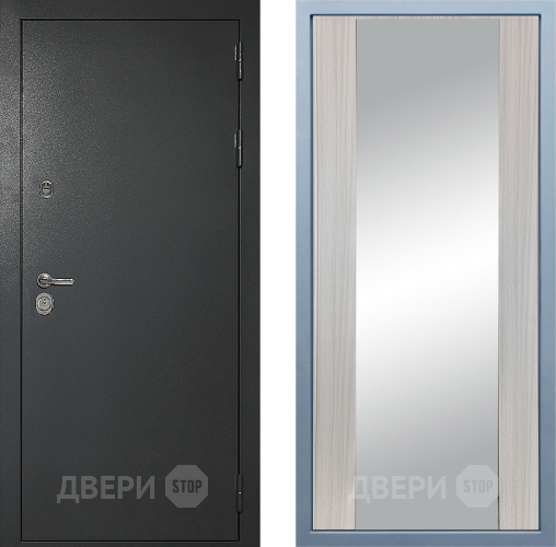 Входная металлическая Дверь Дива МД-40 Титан Д-15 Зеркало Сандал белый