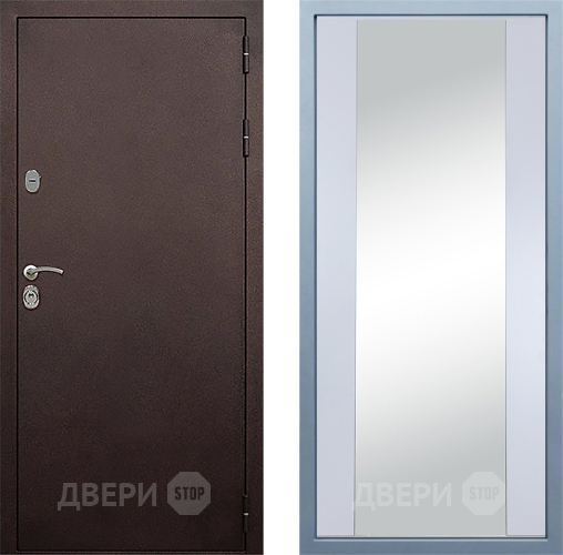 Входная металлическая Дверь Дива МД-40 Медь Д-15 Зеркало Белый