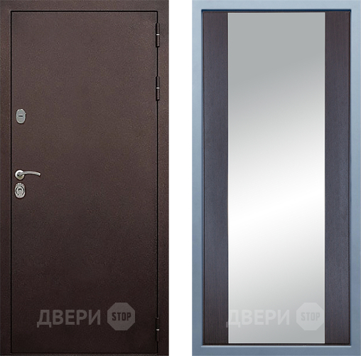 Входная металлическая Дверь Дива МД-40 Медь Д-15 Зеркало Венге
