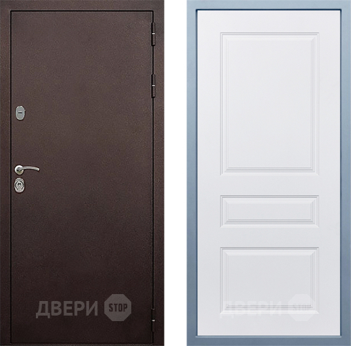 Входная металлическая Дверь Дива МД-40 Медь Д-13 Белый