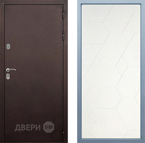 Входная металлическая Дверь Дива МД-40 Медь М-16 Белый