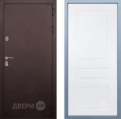 Входная металлическая Дверь Дива МД-40 Медь Н-13 Белый