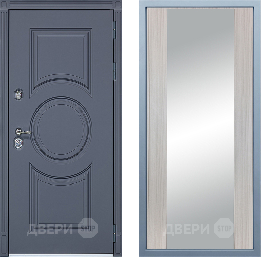 Входная металлическая Дверь Дива МХ-30 STR Д-15 Зеркало Сандал белый