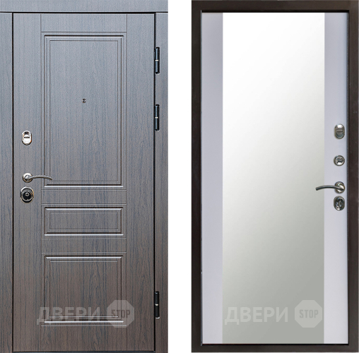 Входная металлическая Дверь Престиж Классика Венге Зеркало Белый софт