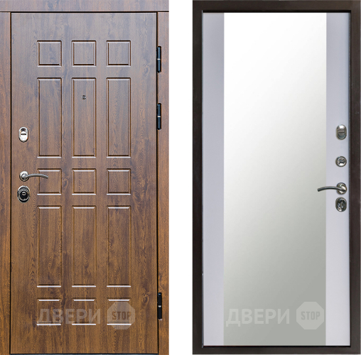 Входная металлическая Дверь Престиж Стандарт Зеркало Белый софт