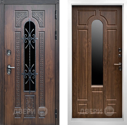 Входная металлическая Дверь Престиж TERMO с терморазрывом Лацио Дуб White с окном и ковкой Дуб