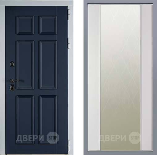 Дверь Заводские двери Стокгольм Зеркало Ампир Белый софт