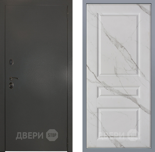 Дверь Заводские двери Эталон 3к антик серебро Стокгольм Мрамор белый